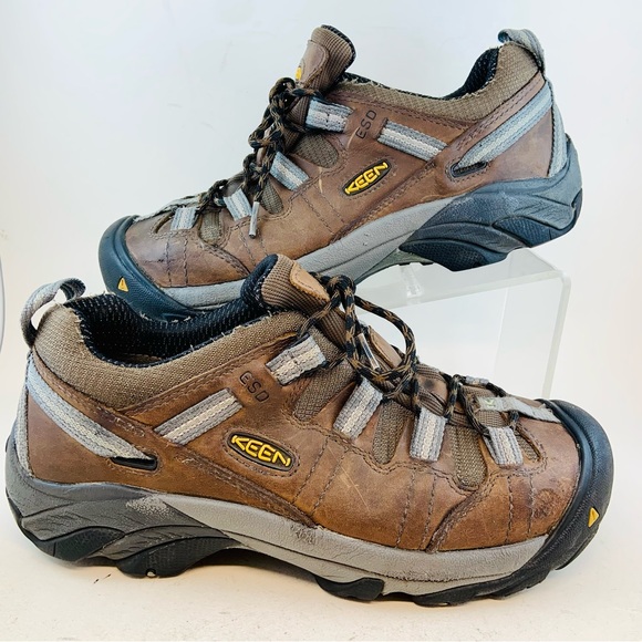 KEEN Men's Brown Leather Lace Up Detroit Low Steel Toe ESD Work Shoes 8 EU 40.5 - Picture 4 of 12